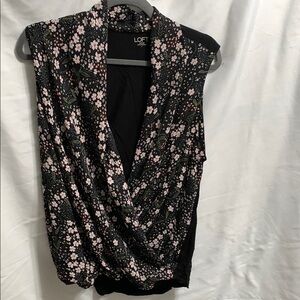 LOFT Multicolored Sleeveless Wrap Top